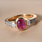 Fissure gefüllt Rubin und Zirkon Ring 925 Silber vergoldet  ca. 1,58 ct image number 1