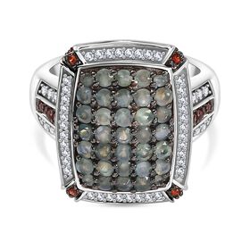 AA Alexandrit, wei&szlig;er und Kaffee Zirkon Ring - 1,97 ct.