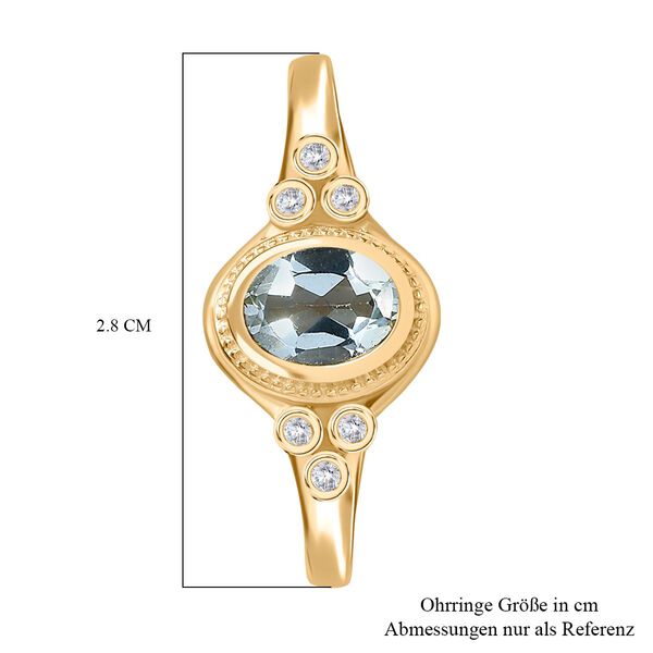 Blau Topas, Weißer Zirkon Ohrringe Messing ca. 3.29 ct image number 5