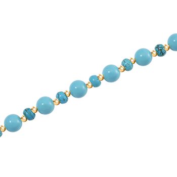 Sleeping Beauty T&uuml;rkisfarbene Muschelperle (7-9 mm), Blauer Howlit Halskette ca. 45 cm+ 5 cm Extender, vergoldet
