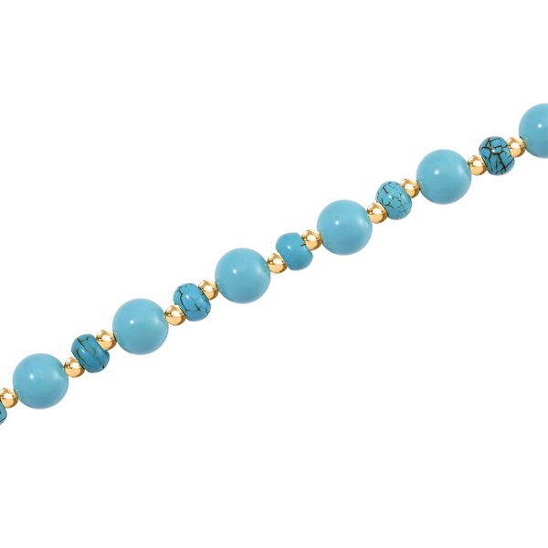Sleeping Beauty T&uuml;rkisfarbene Muschelperle (7-9 mm), Blauer Howlit Halskette ca. 45 cm+ 5 cm Extender, vergoldet image number 3