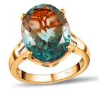 Aqua Terra Costa Quarz Triplett und Diamant-Ring, 925 Silber vergoldet, 10,06 ct. image number 3