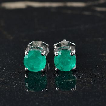 D'Joy Smaragd Triplett Quarz Ohrringe, 925 Silber platiniert - 2 ct.