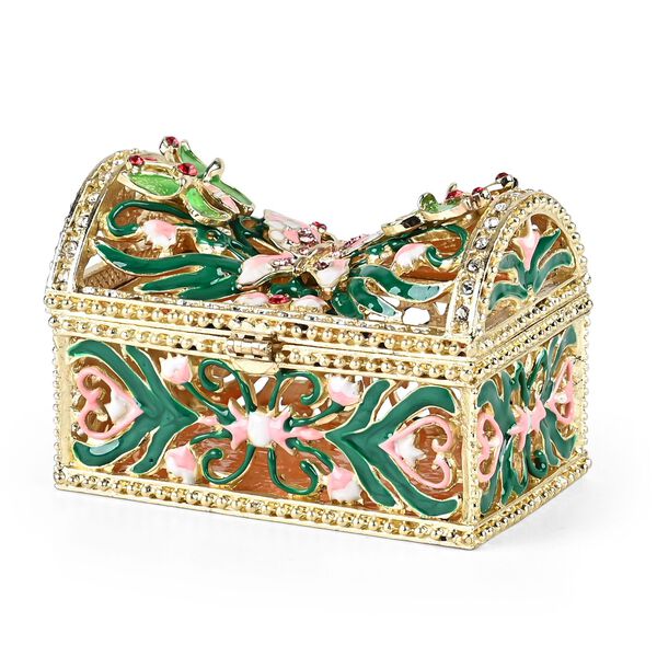 Dekorative Aufbewahrungsbox in rechteckiger Emaille-Form, 8,5x5,5x6cm, Mehrfarbig image number 2