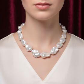 D'Joy Wei&szlig;e Barockperle 50cm Halskette