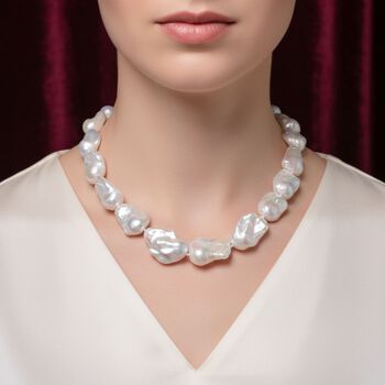 D'Joy Wei&szlig;e Barockperle 50cm Halskette