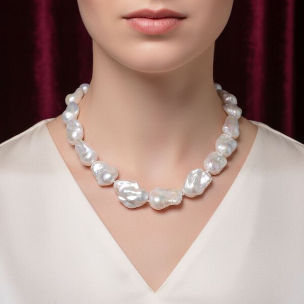 D'Joy Wei&szlig;e Barockperle 50cm Halskette image number 3
