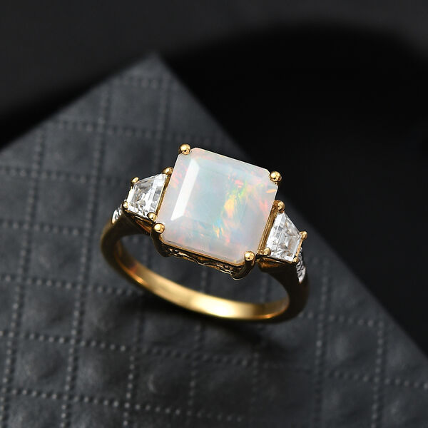 D'Joy AAA nat&uuml;rlicher, &auml;thiopischer Welo Opal und Moissanit Ring - 3 ct. image number 1