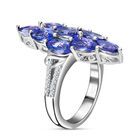 Tansanit und Zirkon Cluster Ring 925 Silber Platin-Überzug image number 4