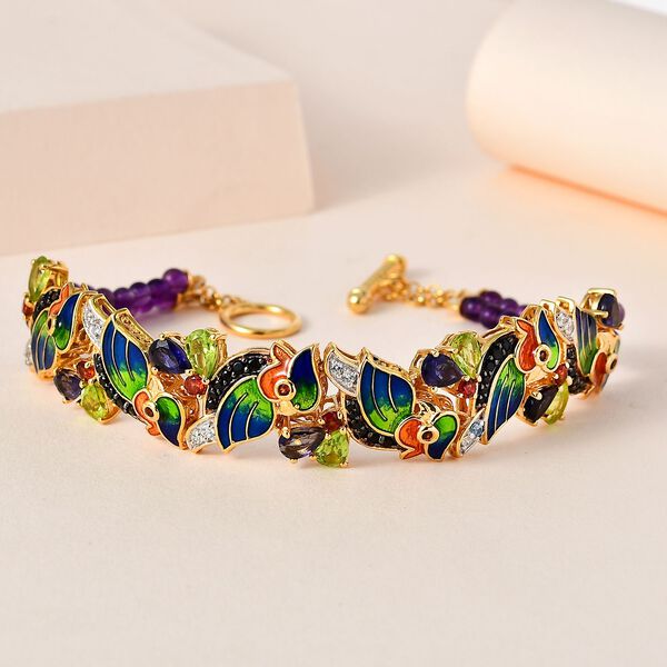 GP Italian Garden Kollektion - Emailliertes, mehrfarbiges Edelstein-Armband in Silber image number 2