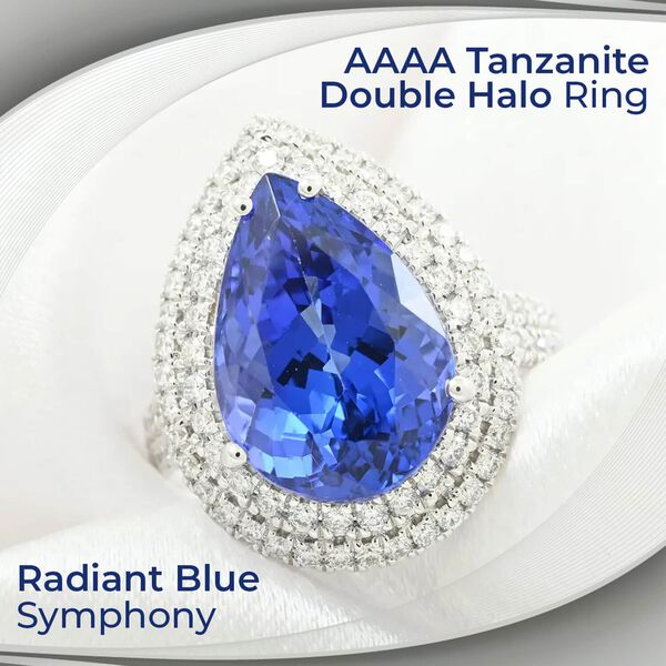 RHAPSODY zertifiziert und gepr&uuml;ft AAAA Tansanit und VS-EF Diamant Ring in 950 Platin - 5,10 ct. image number 1