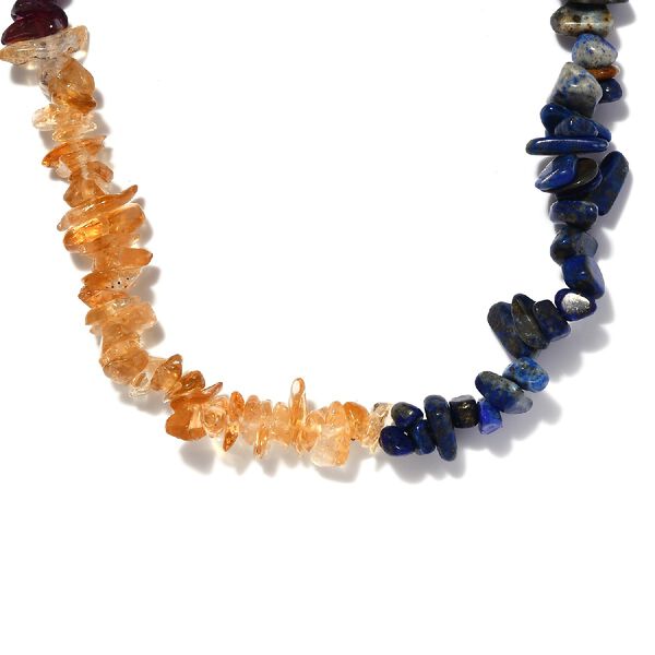 Mehrfarbig Edelsteine Halskette 50 cm Lange 925 Silber rhodiniert ca. 125,10 ct image number 3