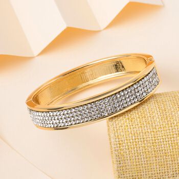 Wei&szlig;er Kristall Armreif ca. 19 cm, goldfarben