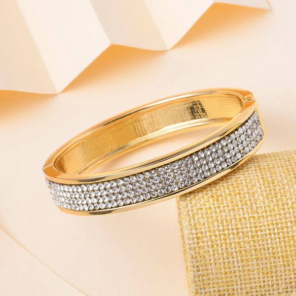 Weißer Kristall Armreif ca. 19 cm, goldfarben image number 2