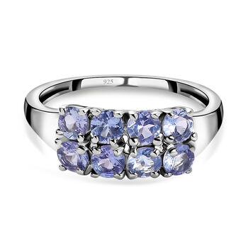 Tansanit-Ring, 925 Silber platiniert (Gr&ouml;&szlig;e 18.00) ca. 0,86 ct