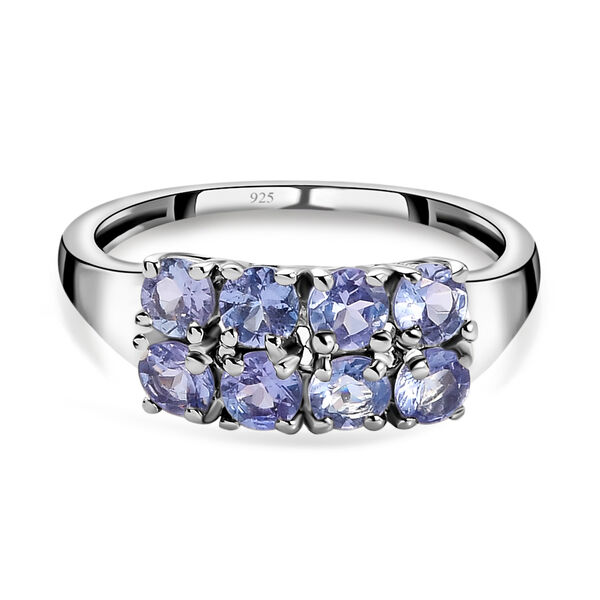 Tansanit-Ring, 925 Silber platiniert  ca. 0,86 ct