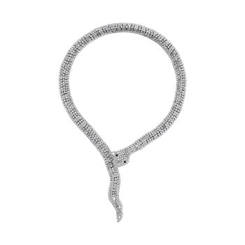 Schwarzer Kristall, Wei&szlig;er Kristall Halskette ca. 45 cm Reines Messing