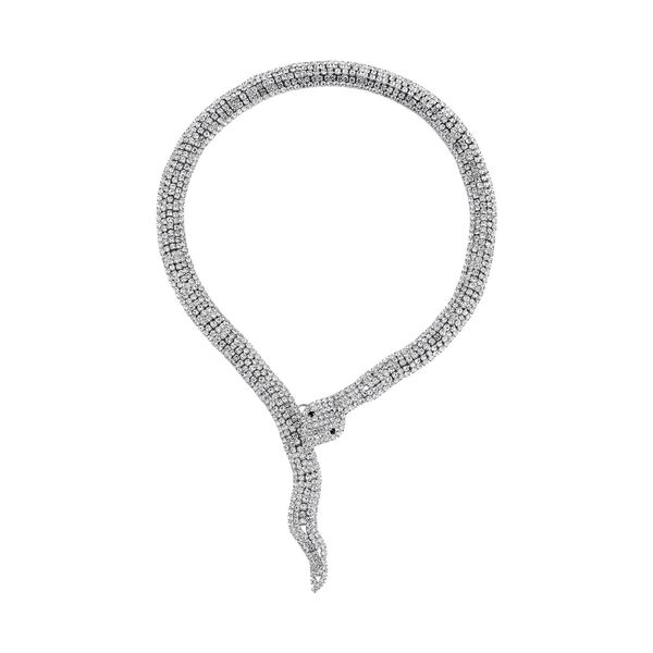 Schwarzer Kristall, Wei&szlig;er Kristall Halskette ca. 45 cm Reines Messing