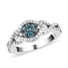 Blauer und weißer Diamant-Ring, 925 Silber platiniert (Größe 16.00) ca. 0,50 ct image number 3
