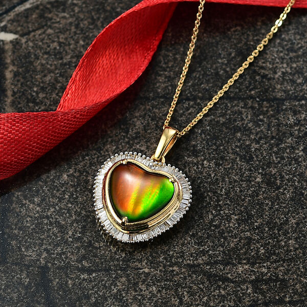 D'Joy Ammolit und Diamant Anh&auml;nger mit 50cm Kette - 4,07 ct. image number 2