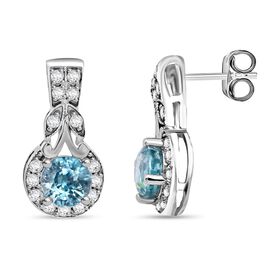 D'Joy AA Blauer Zirkon, Weißer Zirkon Ohrringe 925 Silber rhodiniert ca. 2,05 ct. D'Joy AA Blauer Zirkon, Weißer Zirkon Ohrringe 925 Silber rhodiniert ca. 2,05 ct.