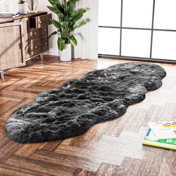 Kunstfell Teppich, schwarz