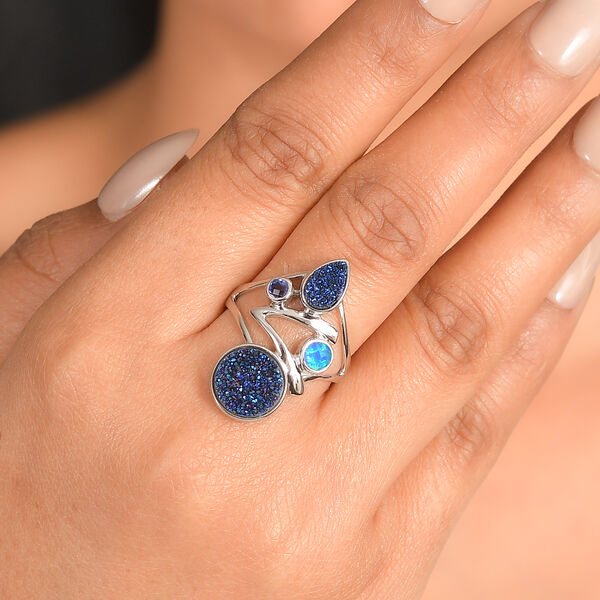 Sajen Silber-Drusy Achat Ring 925 Silber rhodiniert (Gr&ouml;&szlig;e 17.00) ca. 3.01 ct image number 2