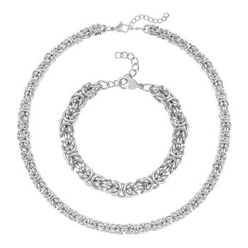 Byzantin 50cm Halskette und 19cm Armband in Silberton