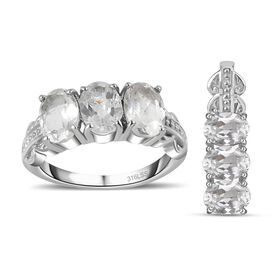 Weißer Topas Schmuckset  Edelstahl ca. 5.43 ct