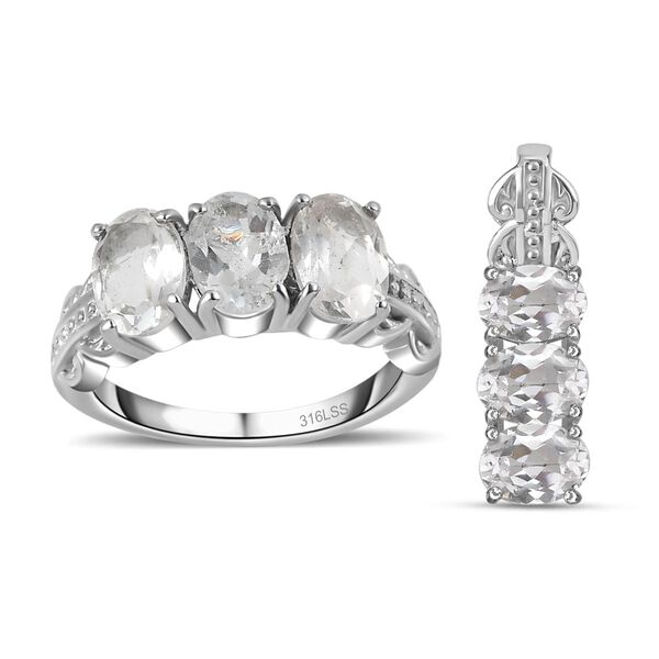 Weißer Topas Schmuckset  Edelstahl ca. 5.43 ct image number 0