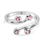 Rosa Turmalin Bypass Ring 925 Silber platiniert (Größe 16.00) ca. 0,38 ct