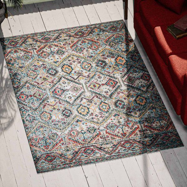 Blockdruck Teppich, Grau