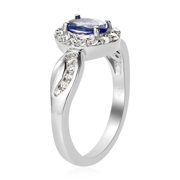 Tansanit und Zirkon Ring 925 Silber platiniert  ca. 1,04 ct image number 5