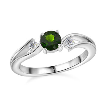 Nat&uuml;rlicher Chromdiopsid und Zirkon-Ring - 0,69 ct.