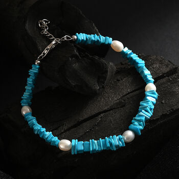 T&uuml;rkis und S&uuml;&szlig;wasser Perle 19+5cm Armband