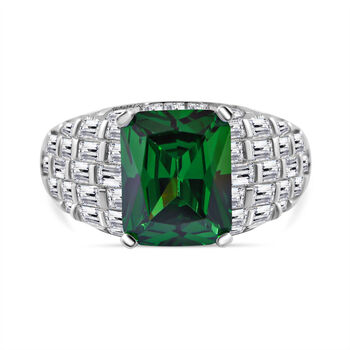 Gr&uuml;ner Zirkonia, Wei&szlig;er Zirkonia Ring 925 Silber rhodiniert (Gr&ouml;&szlig;e 16.00) ca. 9,16 ct