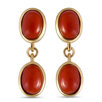 Koralle Ohrringe 925 Silber vergoldet ca. 3,64 ct