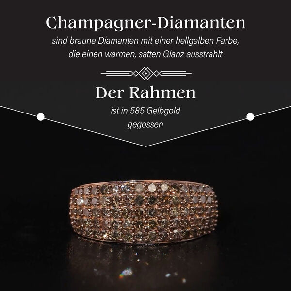 Nat&uuml;rlicher Champagner I1 Diamant Ring in 585 Ros&eacute;gold - 1 ct. image number 3