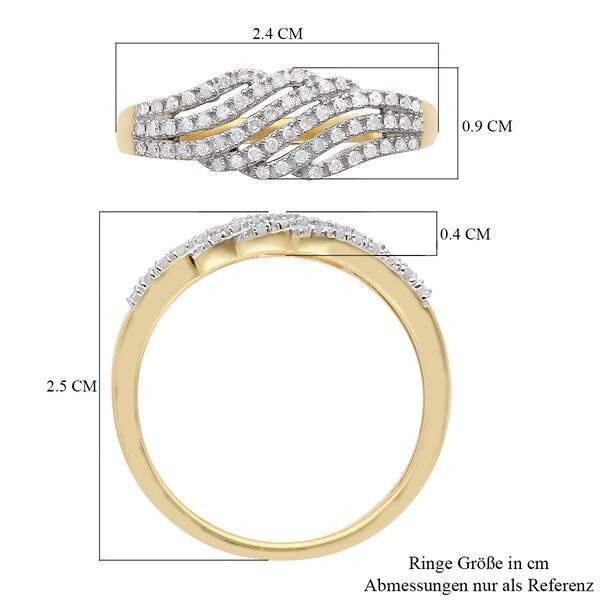 Wei&szlig;er Diamant Ring, 925 Silber Gelbgold Vermeil (Gr&ouml;&szlig;e 21.00) ca. 0.33 ct image number 6