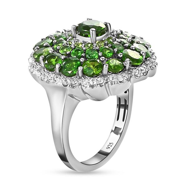 Natürlicher Chromdiopsid und weißer Zirkon-Ring, 925 Silber platiniert  ca. 5,28 ct image number 5