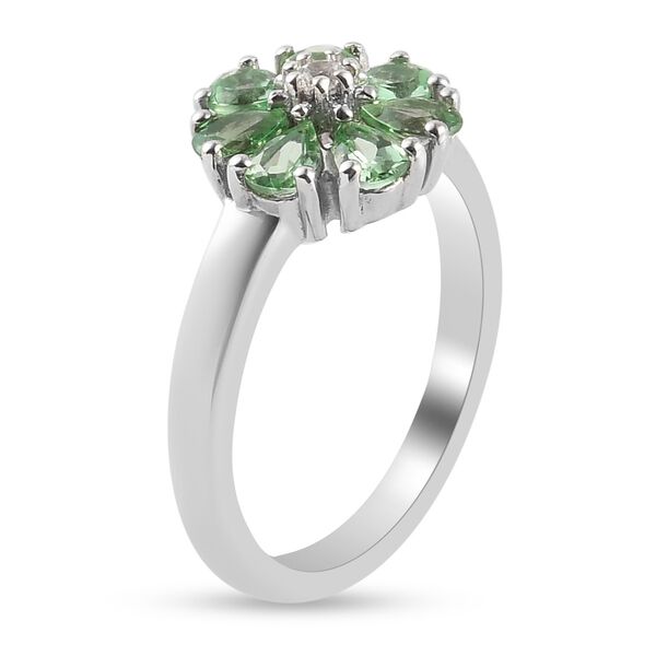 AAA Tsavorit Granat und Zirkon Solit&auml;r Ring 925 Silber Platin-&Uuml;berzug image number 4