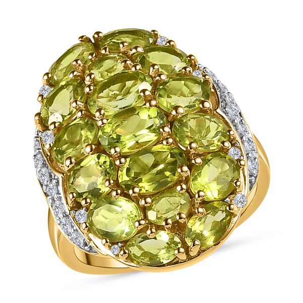 Nat&uuml;rlicher Peridot und Zirkon-Cluster-Ring - 7,04 ct. image number 4