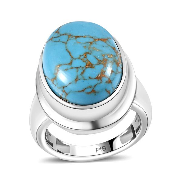 Blauer T&uuml;rkis Ring Messing (Gr&ouml;&szlig;e 18.00) ca. 10.32 ct image number 4