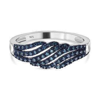 Blauer Diamant Ring, 925 Silber platiniert (Gr&ouml;&szlig;e 21.00) ca. 0.33 ct