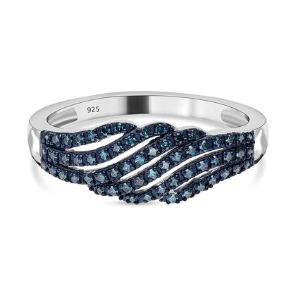 Blauer Diamant Ring, 925 Silber platiniert (Gr&ouml;&szlig;e 21.00) ca. 0.33 ct