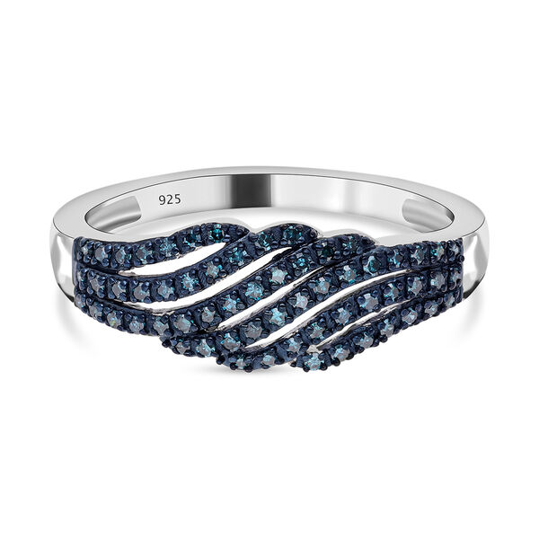 Blauer Diamant Ring, 925 Silber platiniert (Gr&ouml;&szlig;e 21.00) ca. 0.33 ct