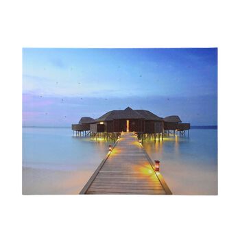 LED Leinwand Rahmen Digitaldruck Wandbild, Strandterrasse, 30x40 cm