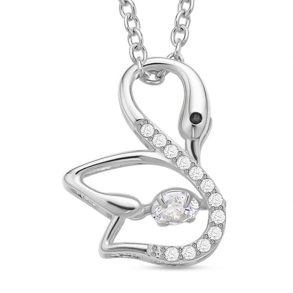 Wei&szlig;er Zirkonia-Anh&auml;nger mit Edelstahl-Kette, 925 Silber rhodiniert ca. 0.60 ct