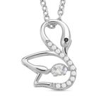 Weißer Zirkonia-Anhänger mit Edelstahl-Kette, 925 Silber rhodiniert ca. 0.60 ct