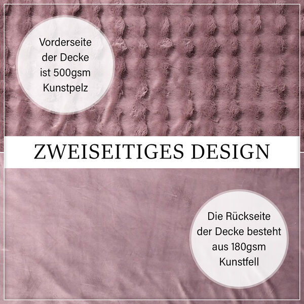 Serenity Night: Superweiche doppellagige Decke, luxuriöses Kunstfell mit Mikroplüschfutter, 150 x 200 cm, Rosenholz image number 3